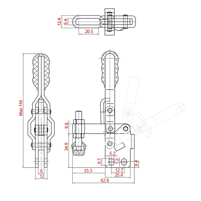 Vendita online Bloccaggio verticale base dritta braccio regolabile 90 Kg.